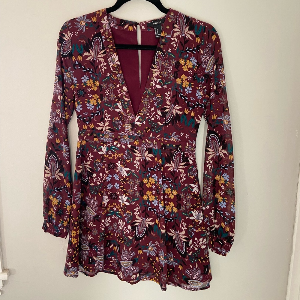 Forever 21 Floral Long-sleeve Dress